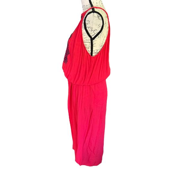 Gap Red V Neck Split Embroidered Red Blue Sundress Size Large - Picture 2 of 5